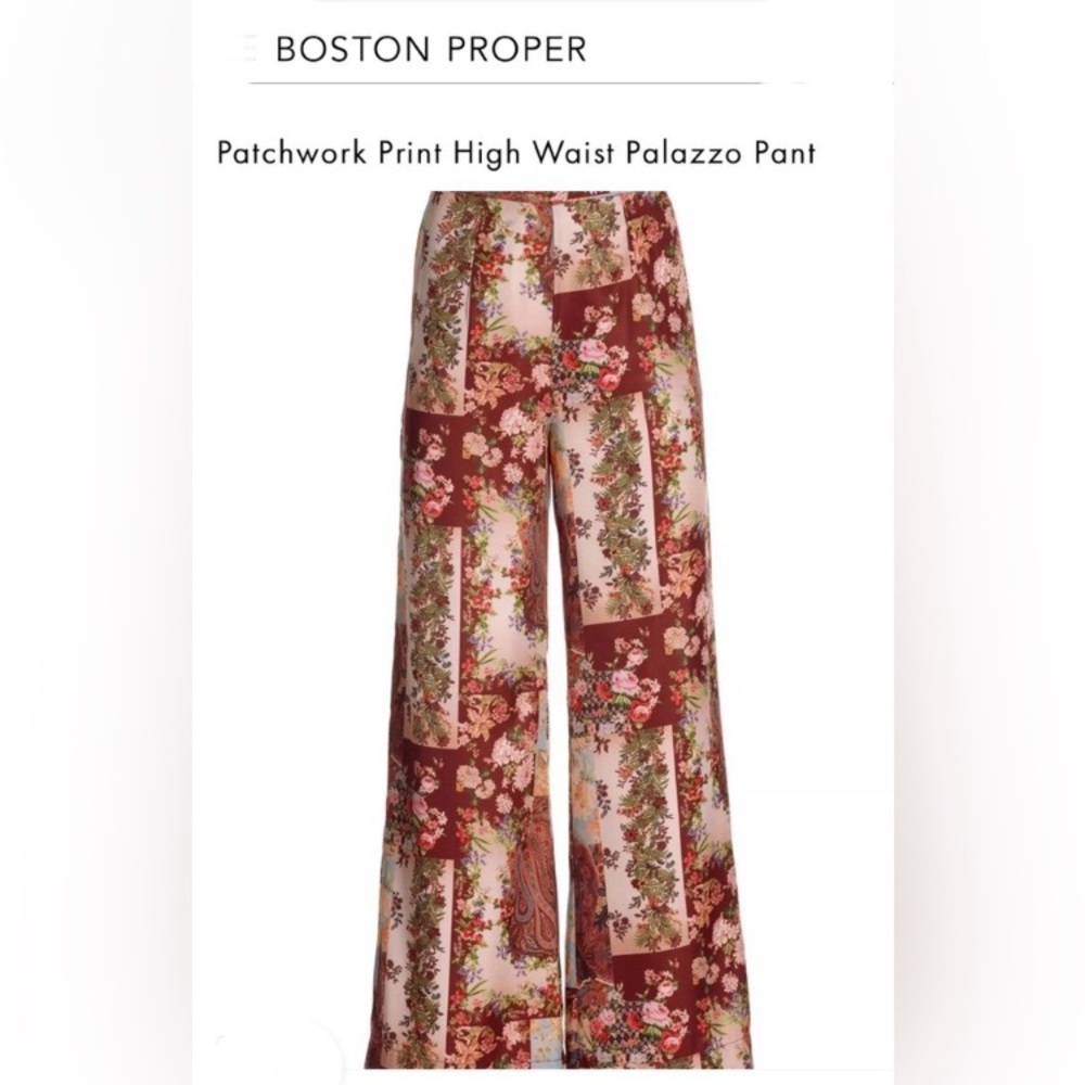 Sale! Floral Patchwork Print High Waist Palazzo Pants size S. NWT. Boston Proper - Picture 4 of 12